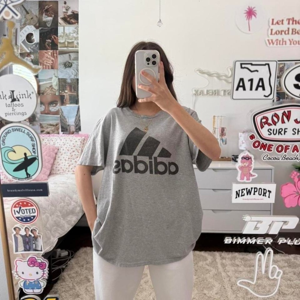 grey‎ and black adidas cotton t shirt